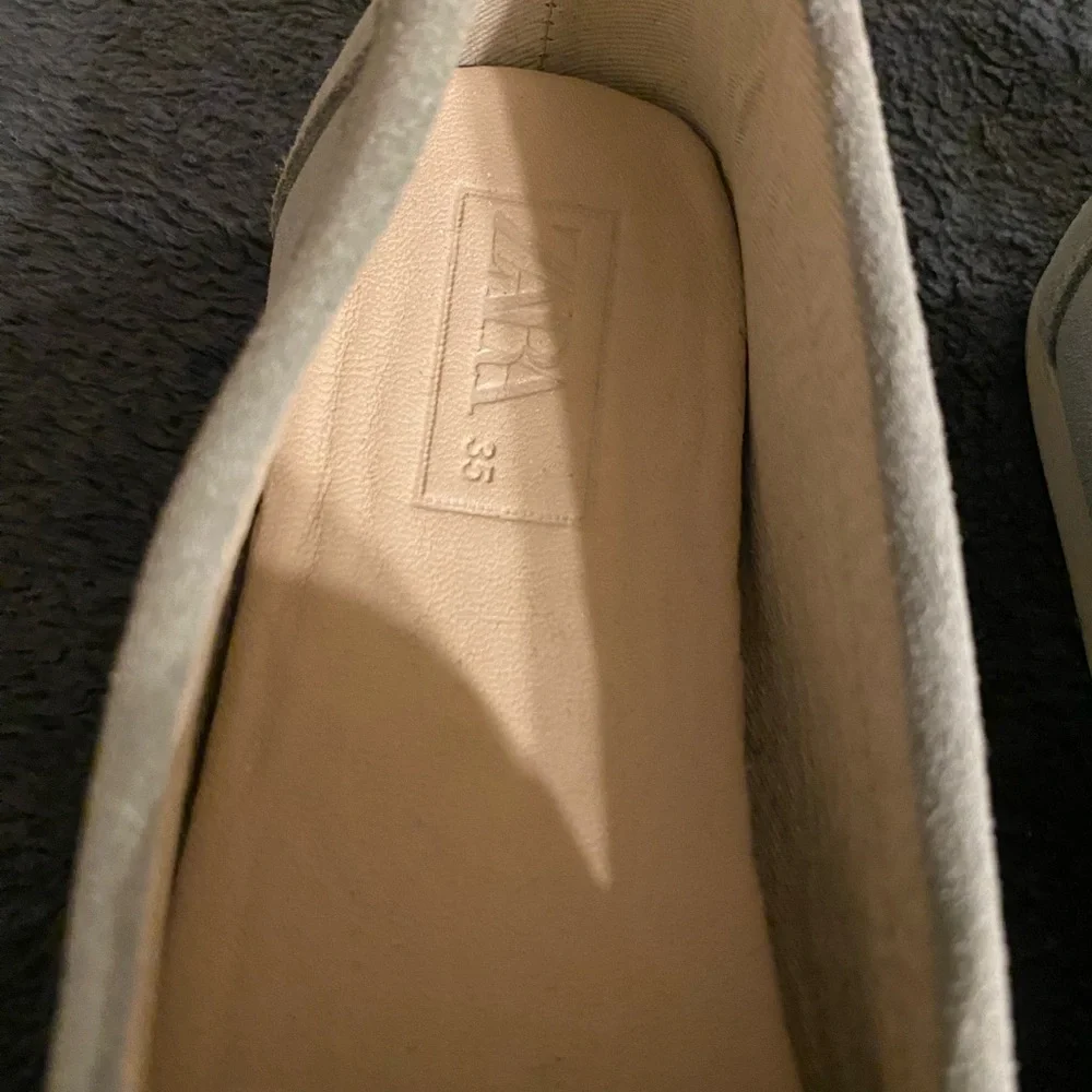 Zara Kids Suede Moccasin Loafers in Light Gray